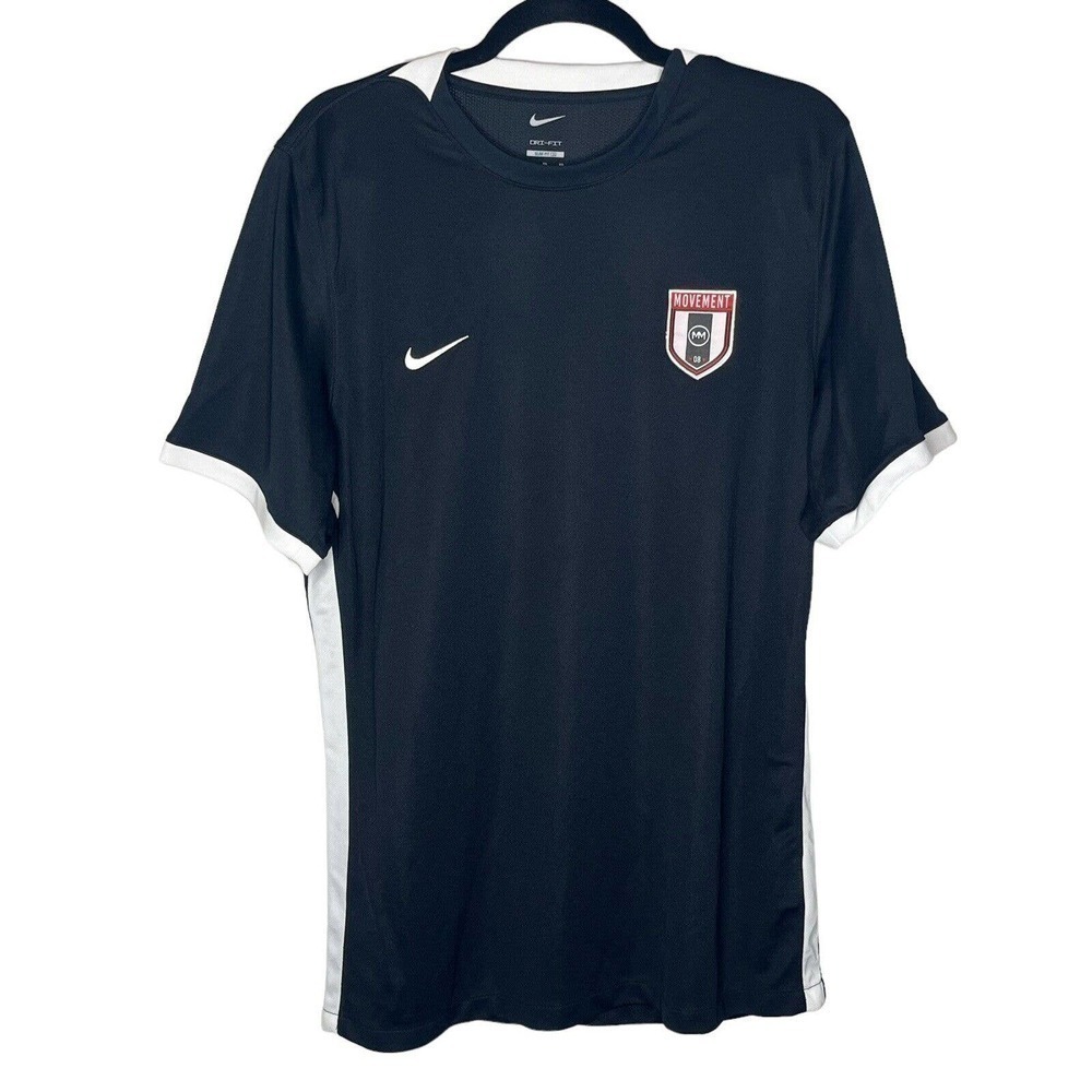 NIKE Men's Size XL MVMT Dri-Fit Jersey Shirt Movement Slim Fit Mesh Black White